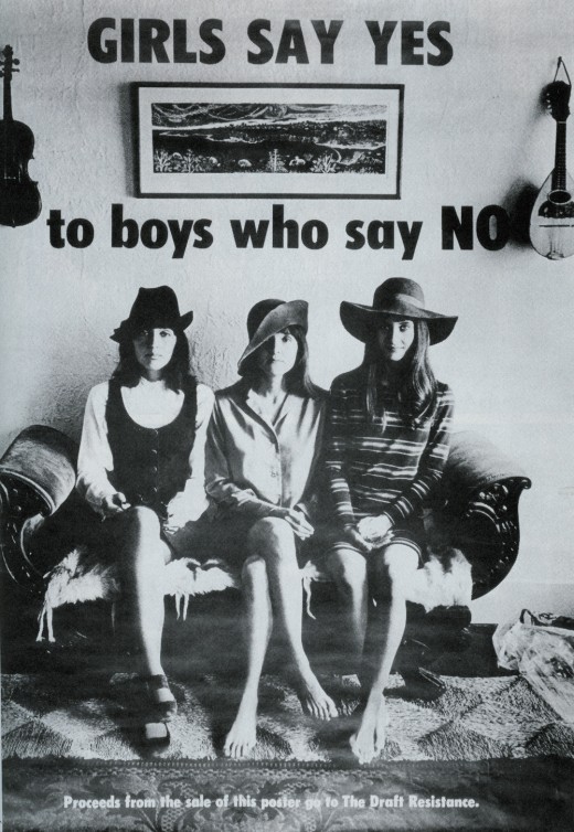 Girls say yes to boys who say no. Proceeds from the sale of this poster go to The Draft Resistance.