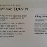 image of IRS letter with heading "You have unpaid taxes for 2015 - Amount due: $1,922.39"