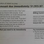 excerpt of an IRS letter with the heading "Notice of Intent to Levy - Amount due immediately: $1,955.87"