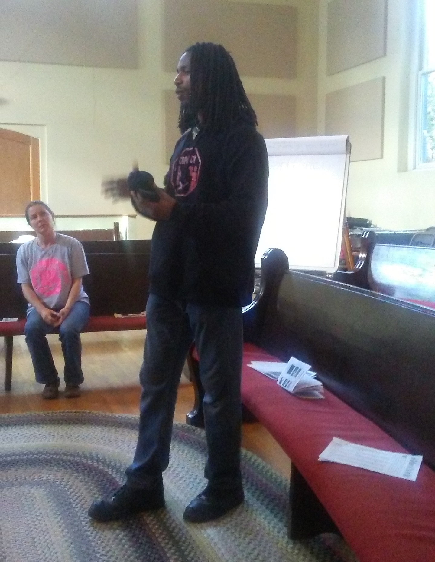 David from WeCopwatch giving the workshop; Chrissy Kirchhoeffer in background