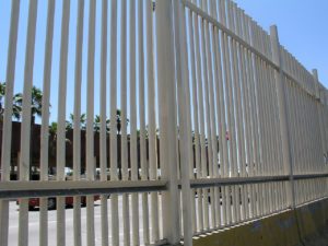 the US Mexico border fence at a port of entry