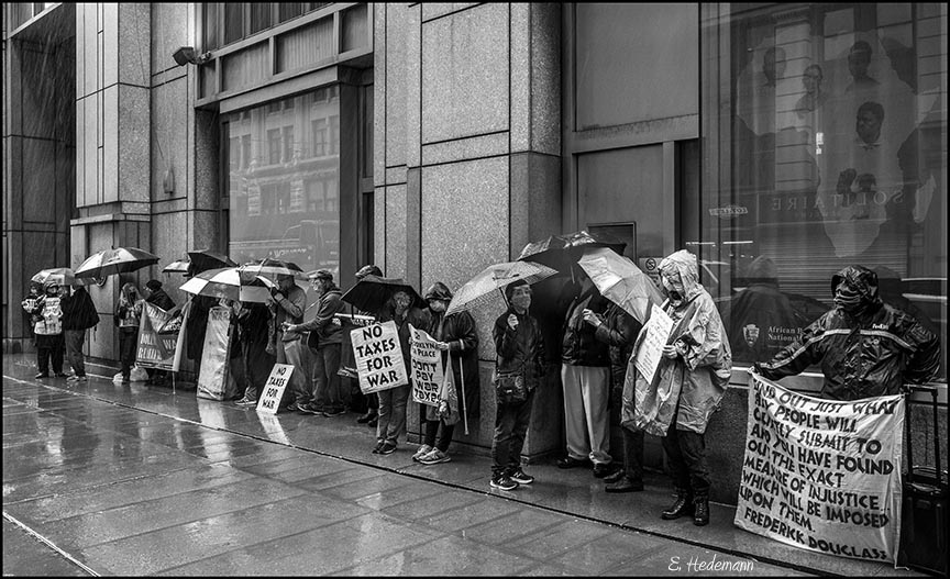 Line of pickets at IRS NYC